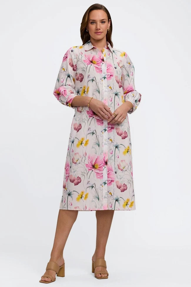 Foxcroft Esther Delicate Florals 3/4 Sleeve Dress
