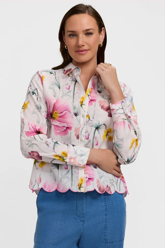 Foxcroft Scarlett Delicate Florals Long Sleeve Shirt