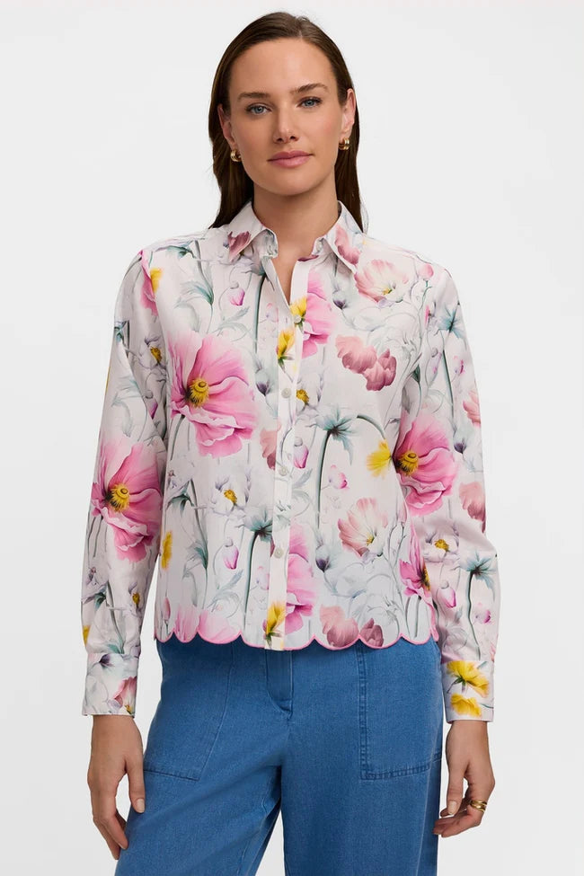 Foxcroft Scarlett Delicate Florals Long Sleeve Shirt