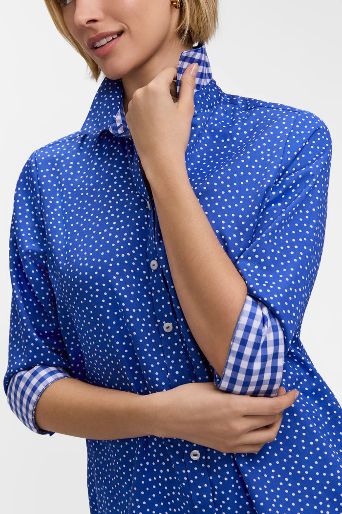 Foxcroft Margie Mini Polka Dot 3/4 Sleeve Shirt