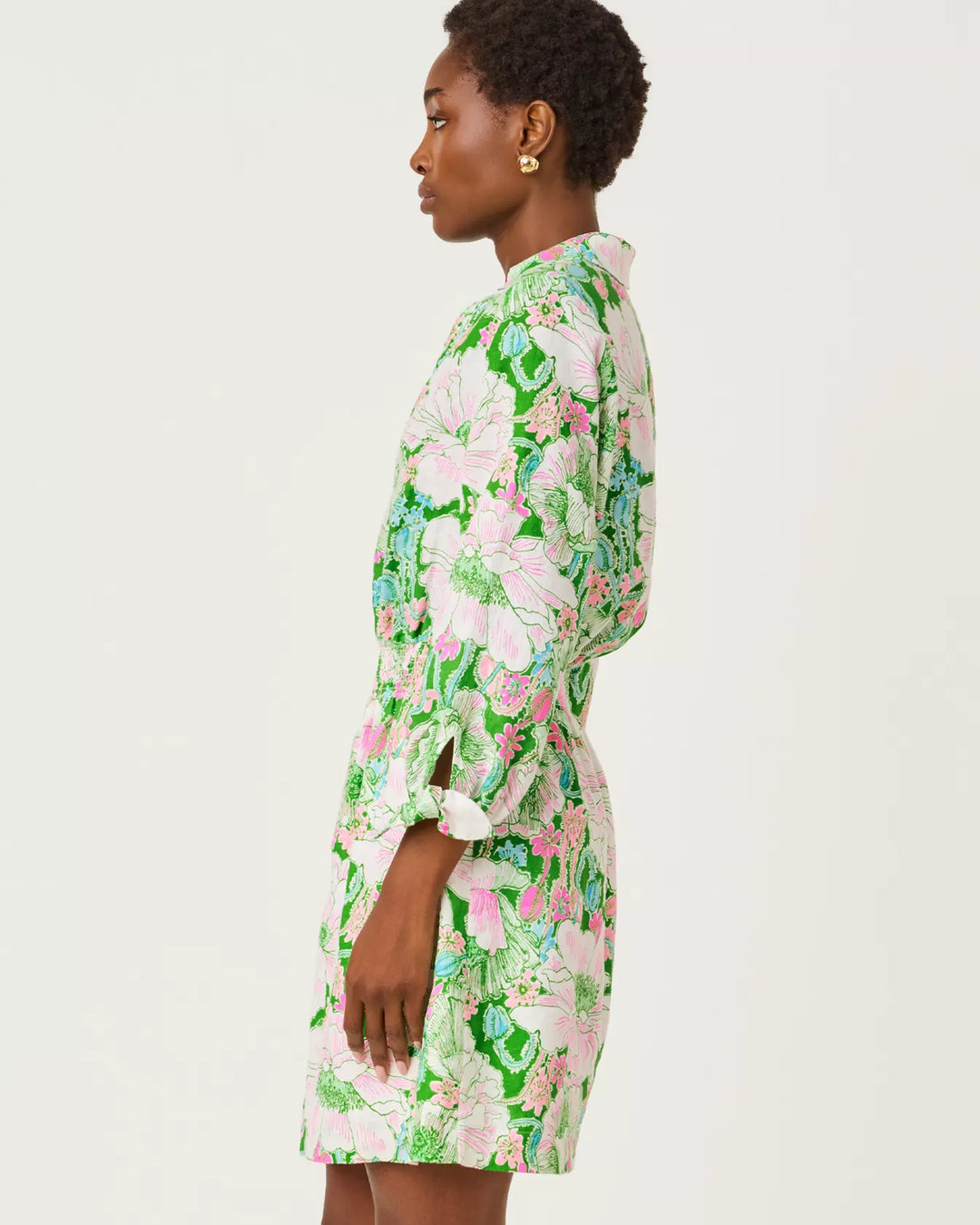 Lilly Pulitzer Abralynn Putting Green Poppyland Linen Shirtdress