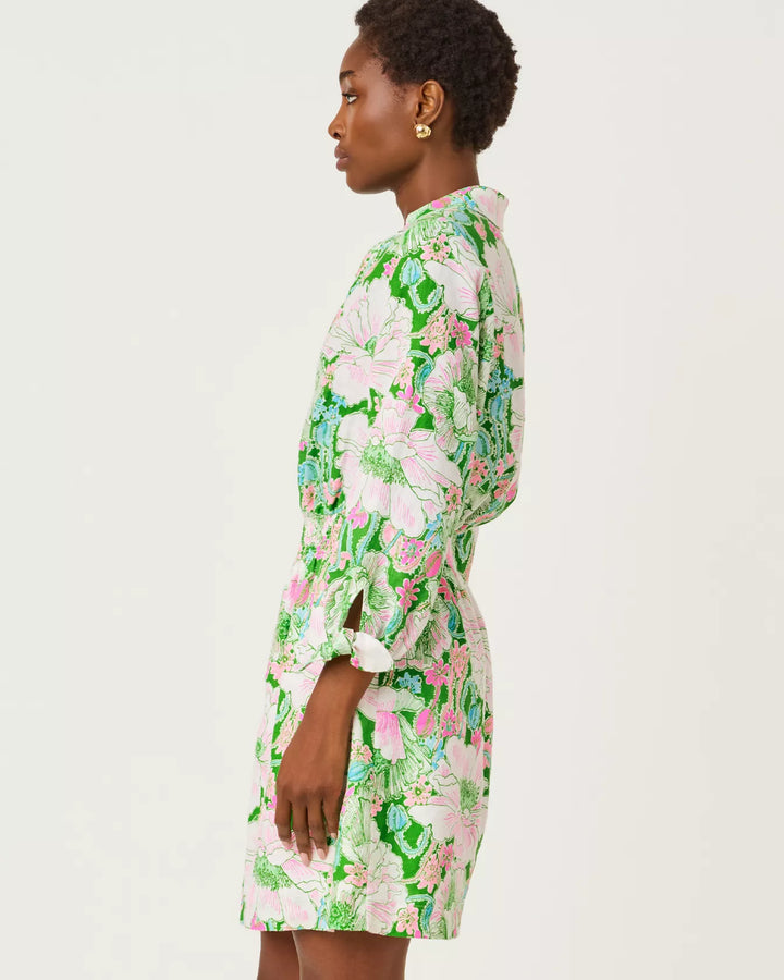 Lilly Pulitzer Abralynn Putting Green Poppyland Linen Shirtdress