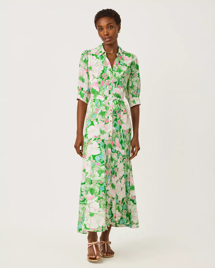 Lilly Pulitzer Larkyn Putting Green Poppyland Midi Shirtdress