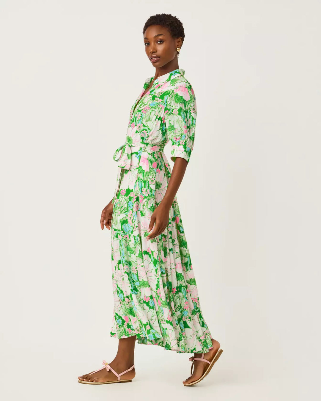 Lilly Pulitzer Larkyn Putting Green Poppyland Midi Shirtdress
