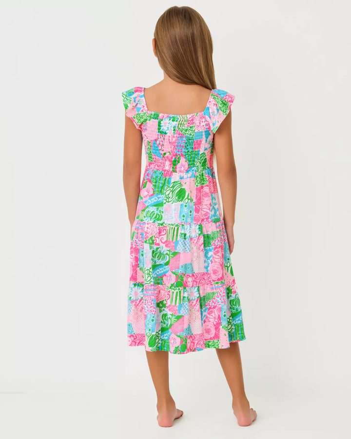 Lilly Pulitzer Girls Mini Jilly Multi Crazy Quilt Midi Dress