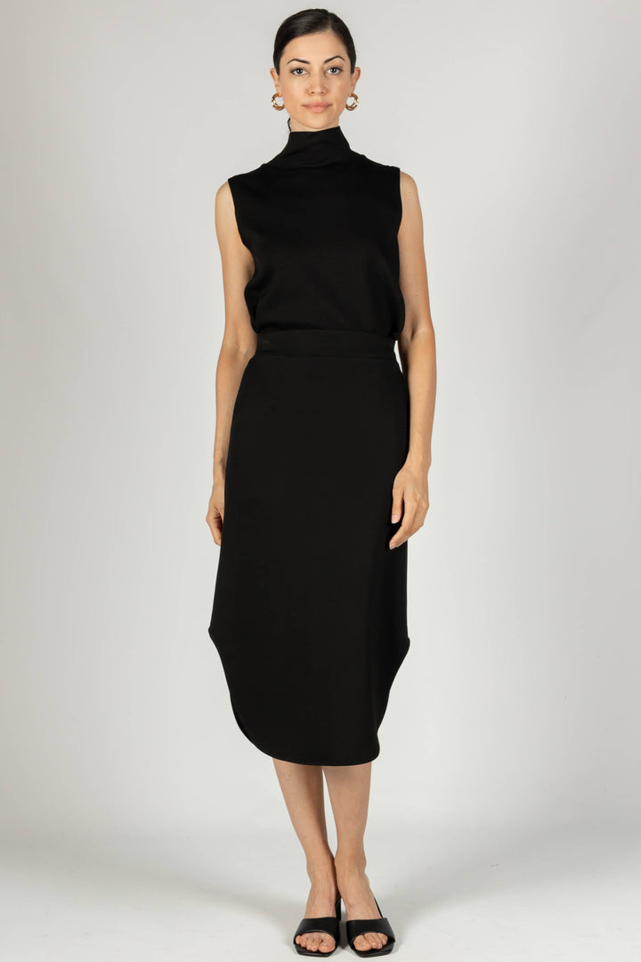 P. Cill Black Butter Modal Midi Skirt