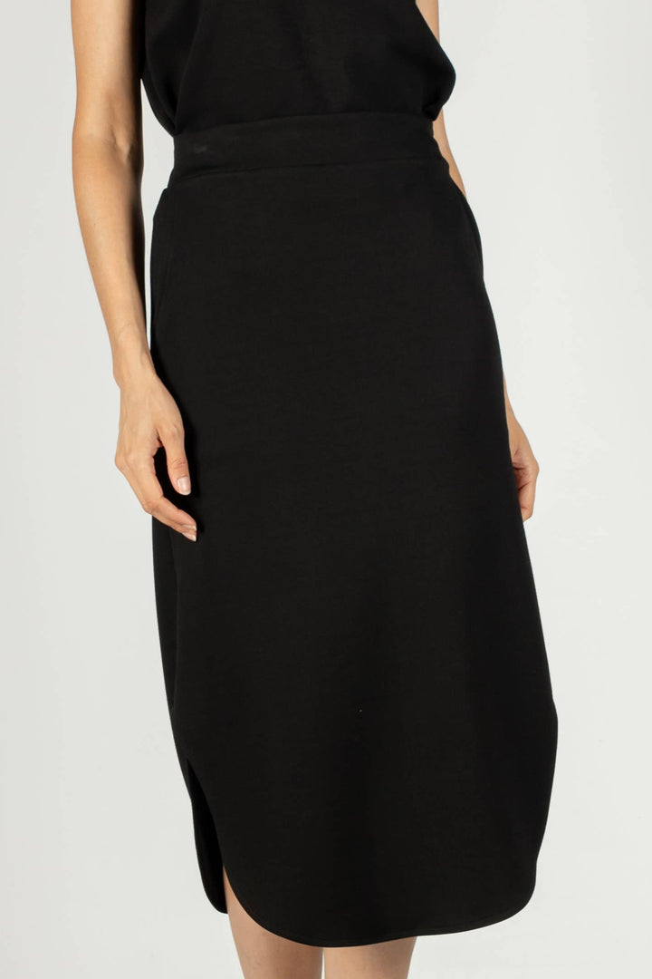 P. Cill Black Butter Modal Midi Skirt
