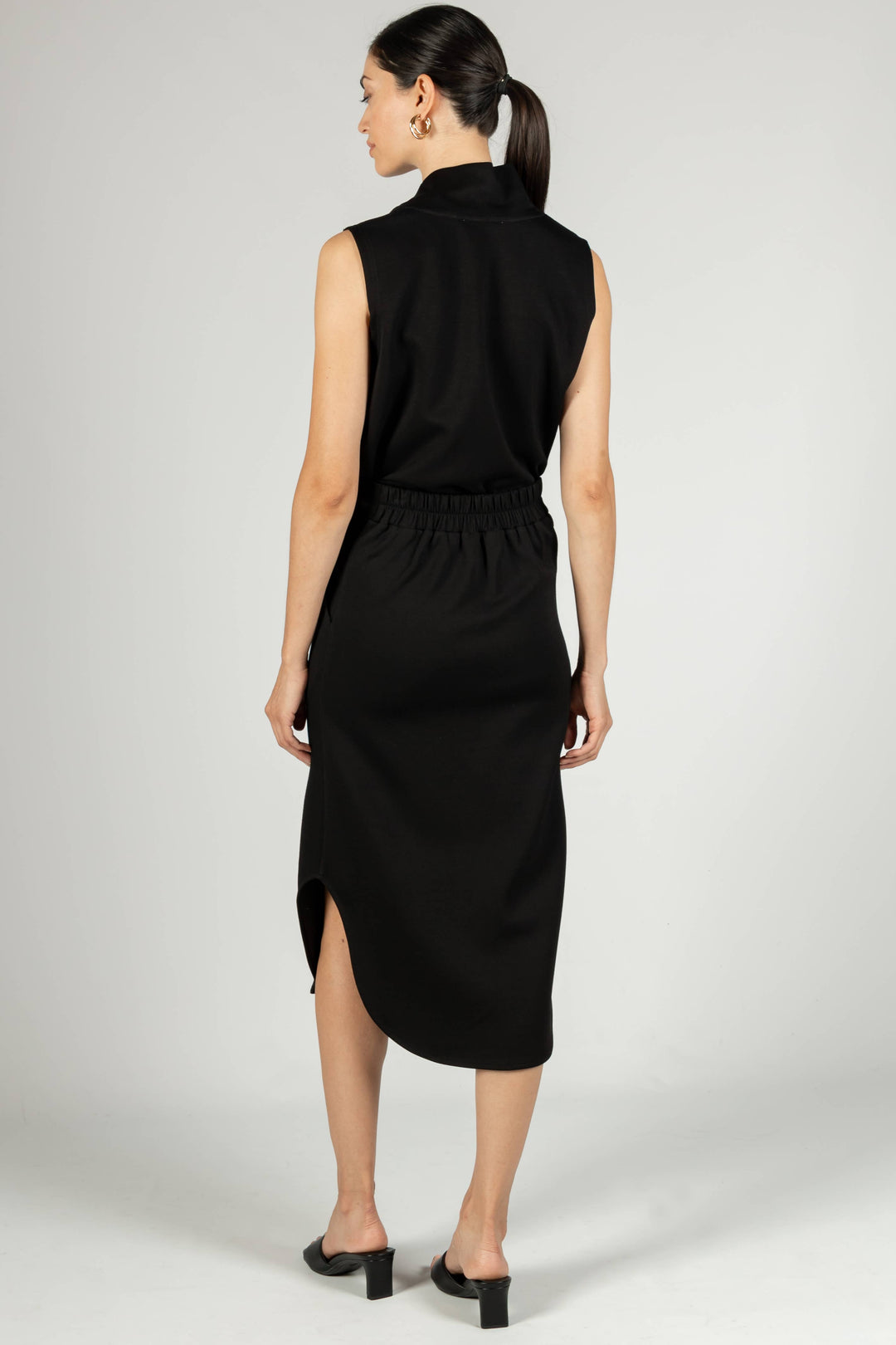 P. Cill Black Butter Modal Midi Skirt