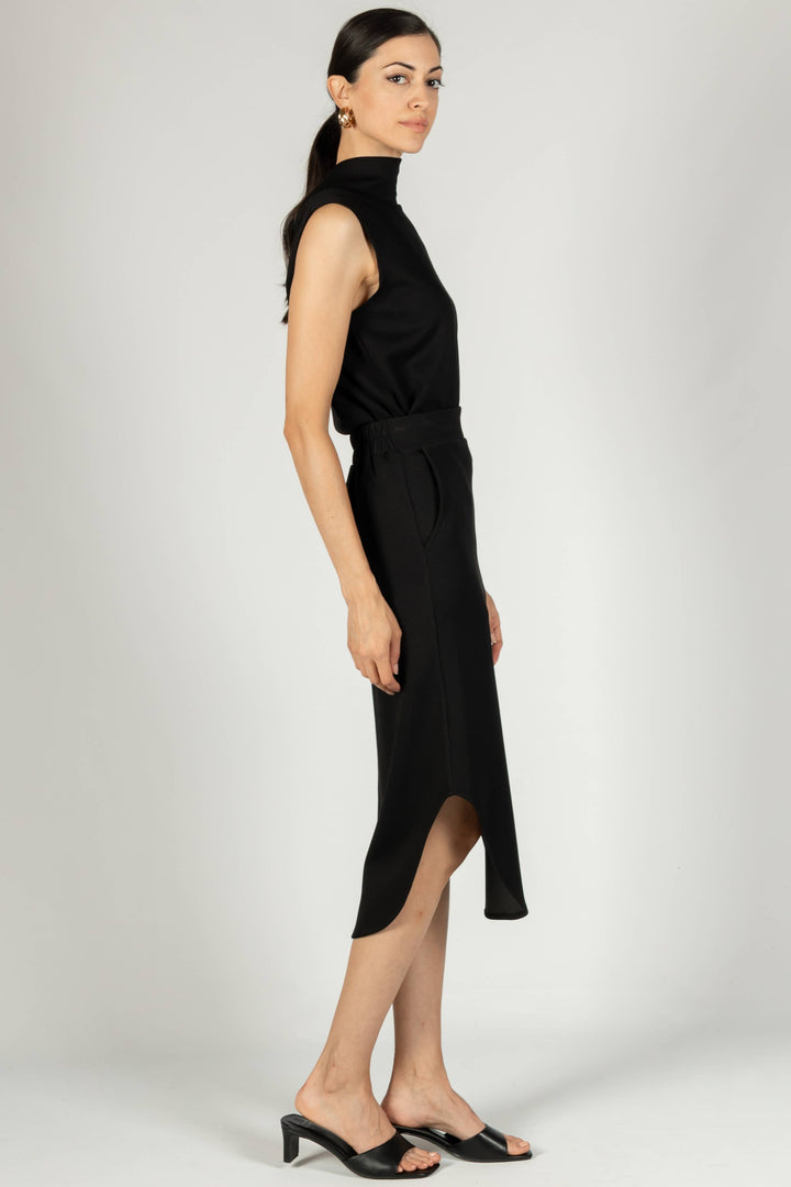 P. Cill Black Butter Modal Midi Skirt