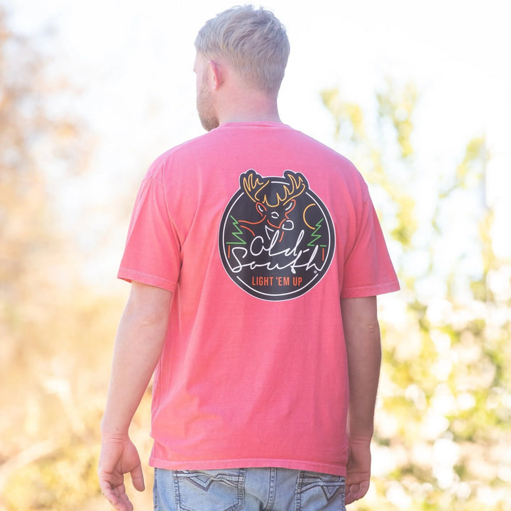 Old South Watermelon Neon Deer Sign - Short Sleeve Tee