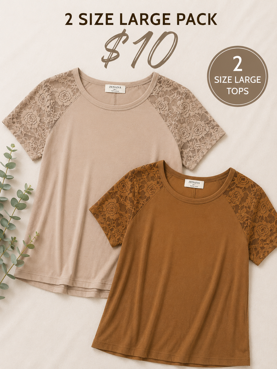 2 Size Large Lace Tops for $10