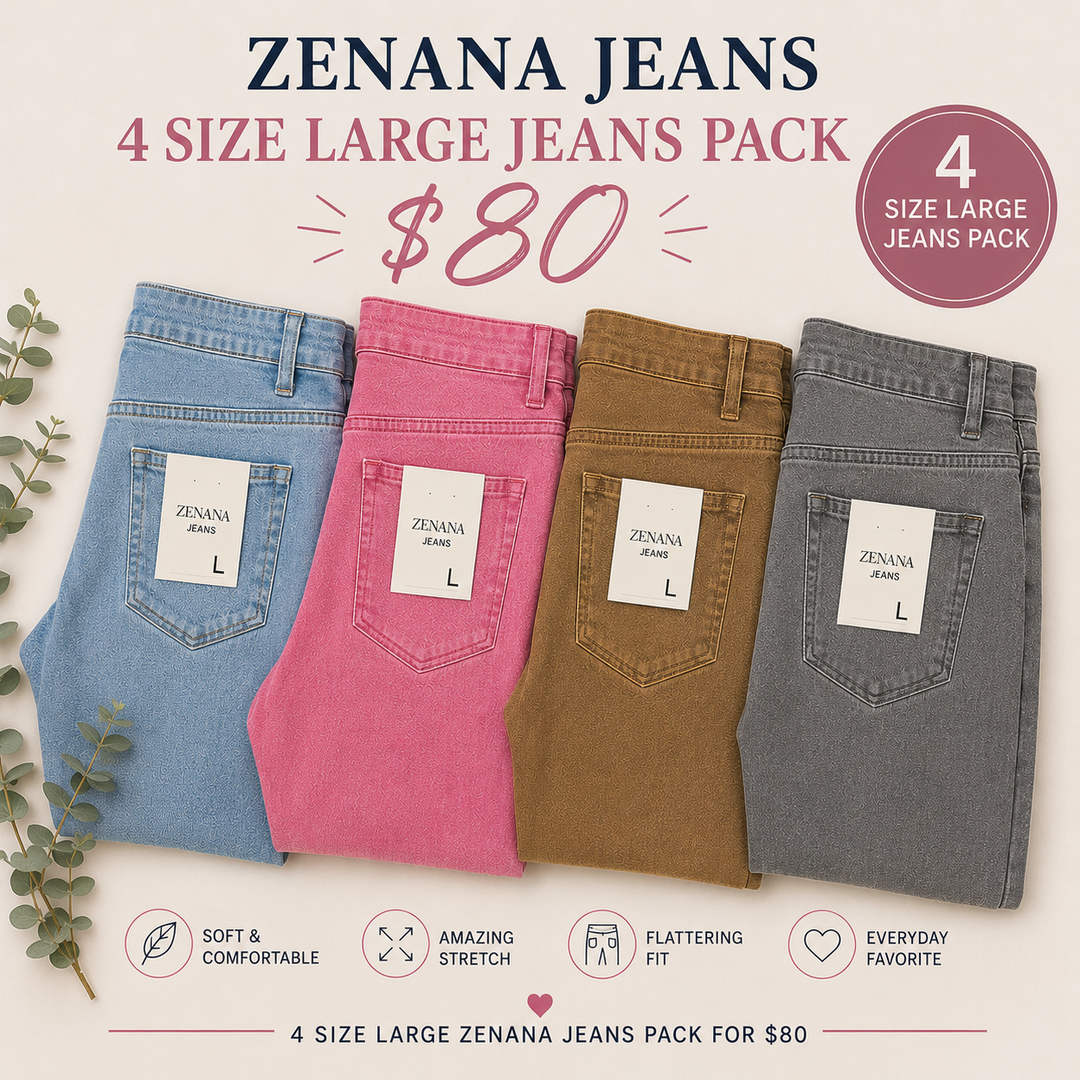 4 Size Large Zenana Jeans for $80