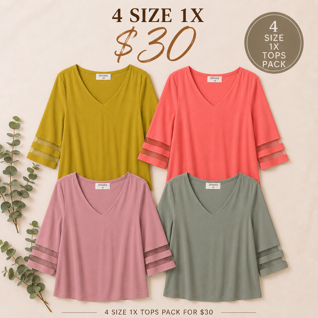 4 Bell Sleeve 1X Tops for $30
