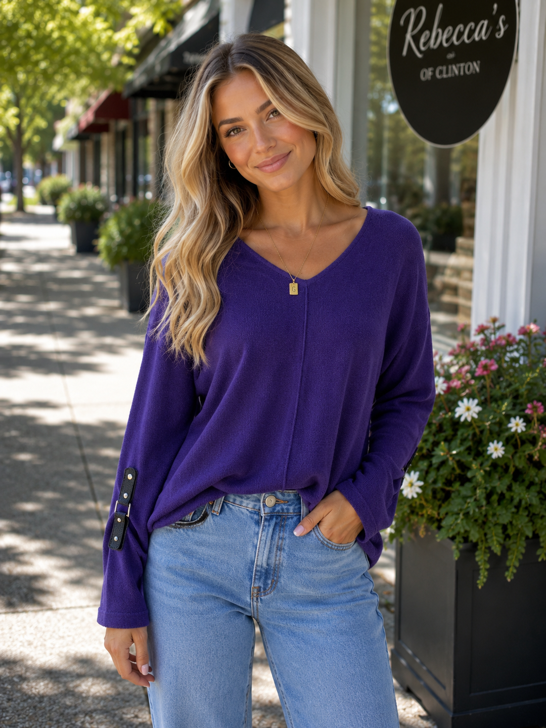 Marble Purple V-Neck Sweater