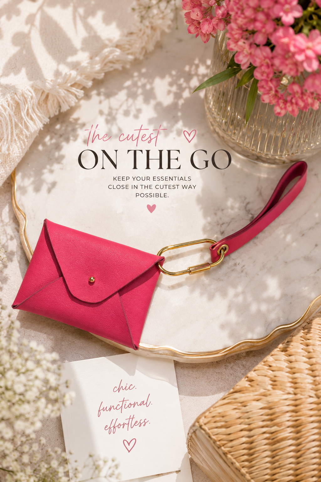 Pink Pouch and Wristlet Keychain