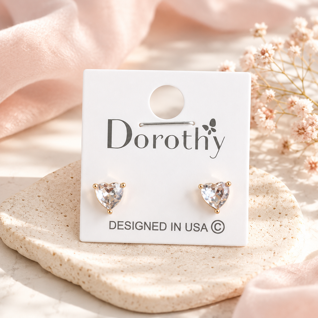 Silver Heart Stud Earrings