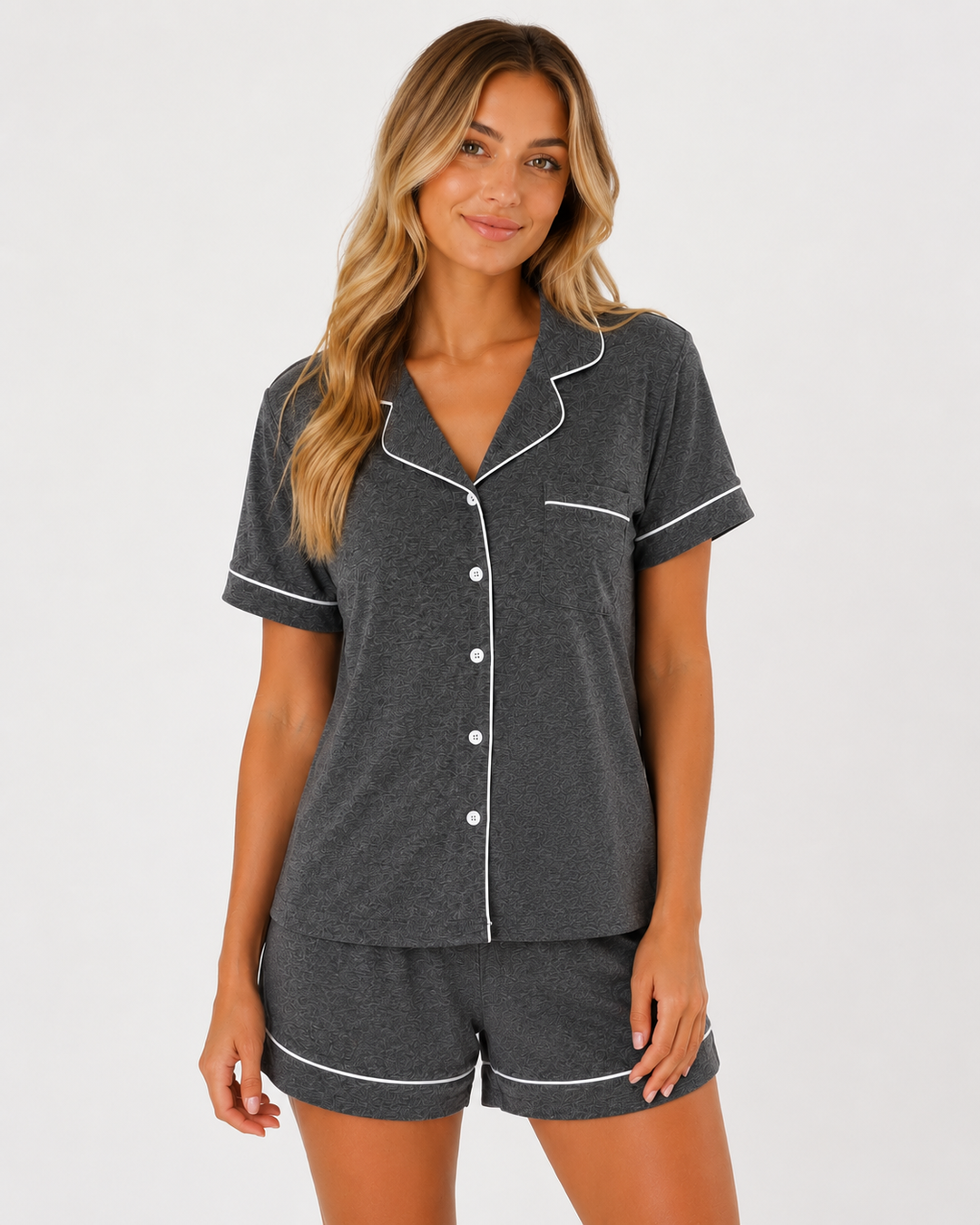 Charcoal Grey Pajama Short Set