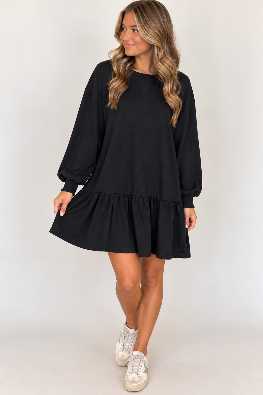Black Long Sleeve Everyday Ease Dress