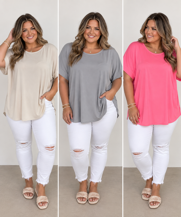 Plus Size Flowy Round Neck Top