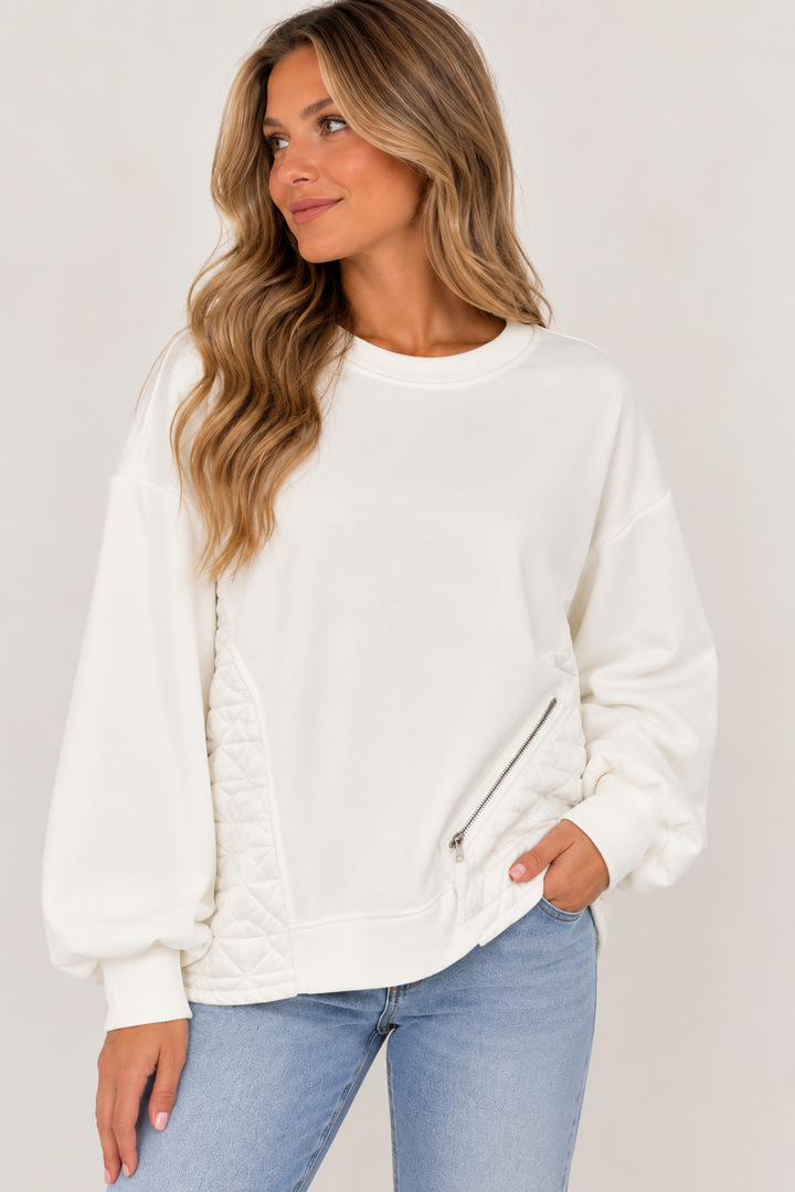 Ivory Quilted Pullover