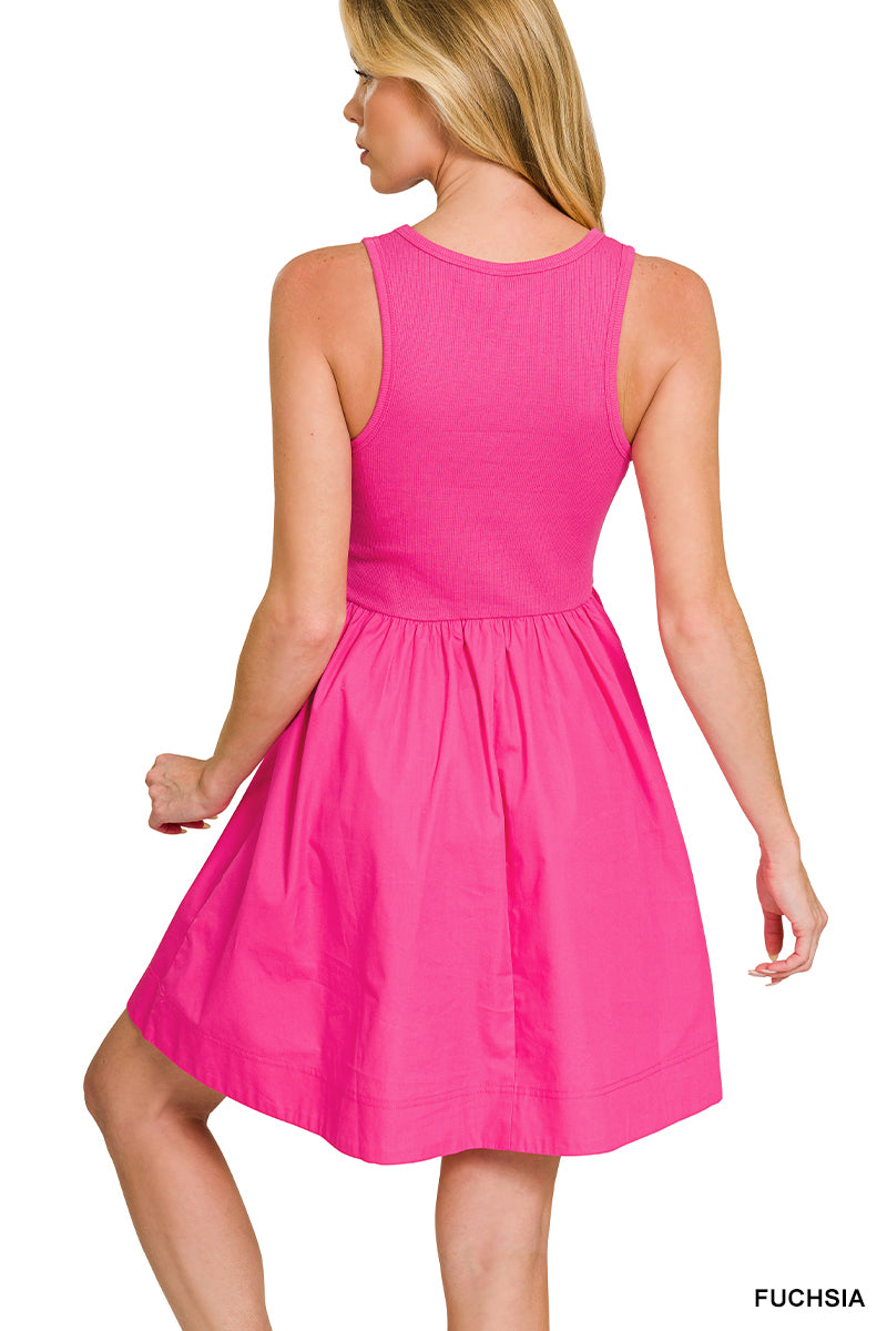 HOT BUY 🔥 Fuchsia Mini Tank Dress With Pockets