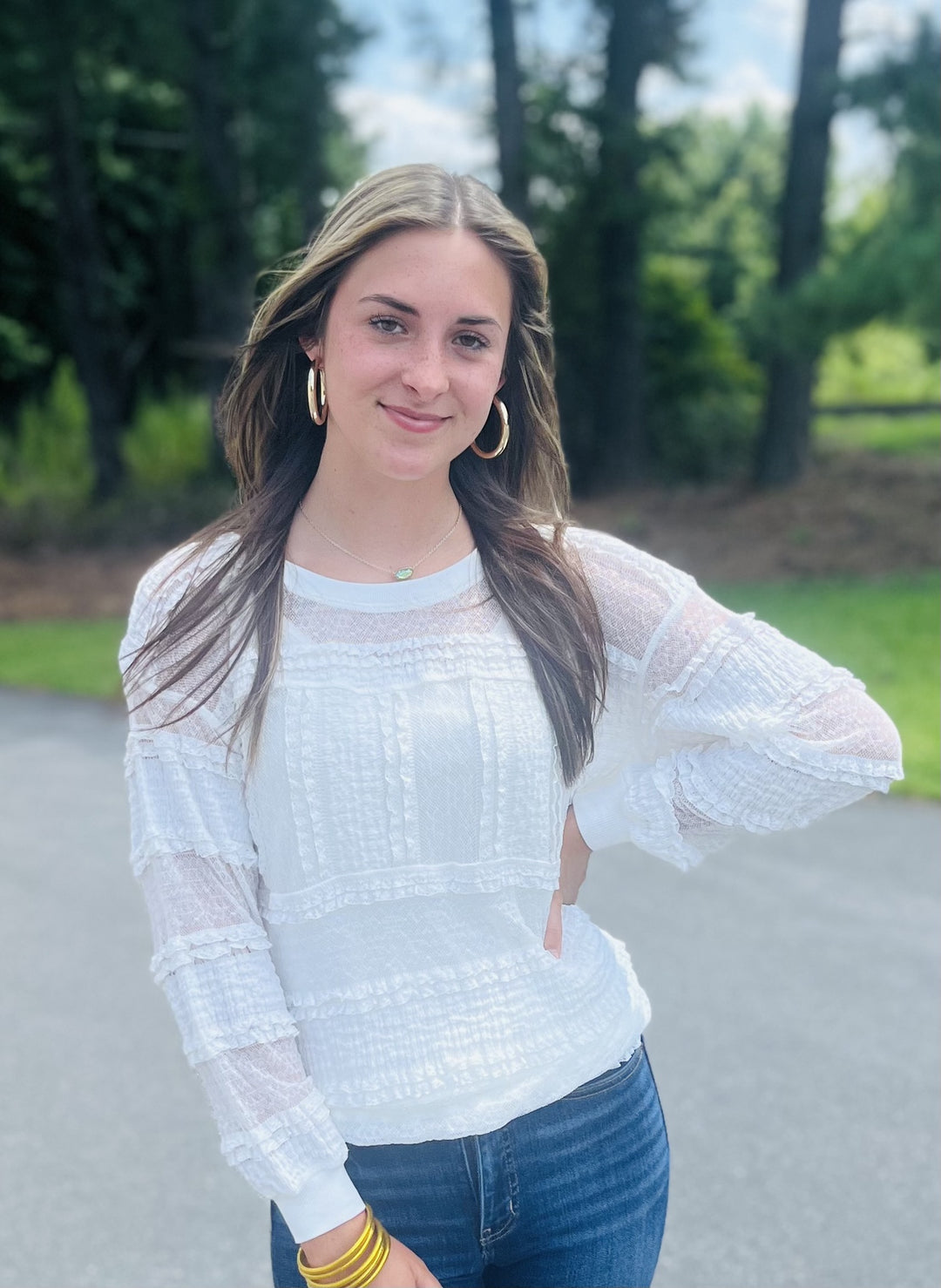 Skye's the Limit Sorrento White Ruffle Top