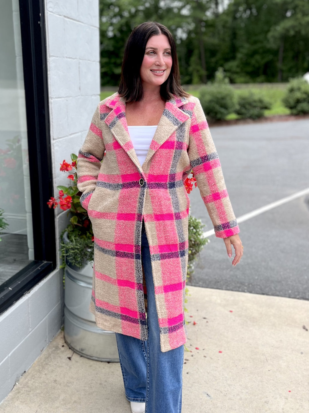 Vilagallo Sienna Camel/Pink/Black Long Wool Coat