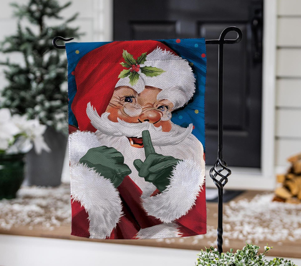 Evergreen Traditional Santa Portrait Burlap Garden Flag