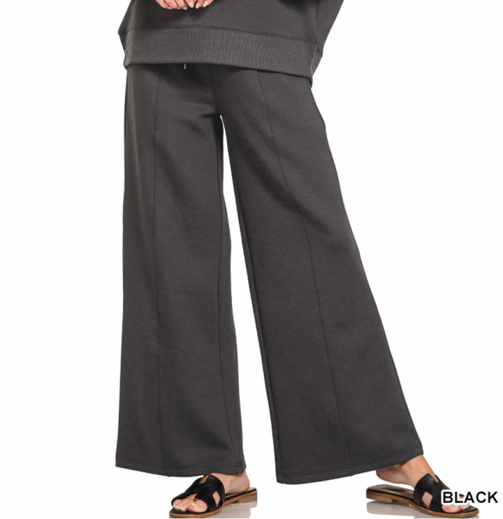 Zenana Scuba Drawstring Lounge Pant- Black