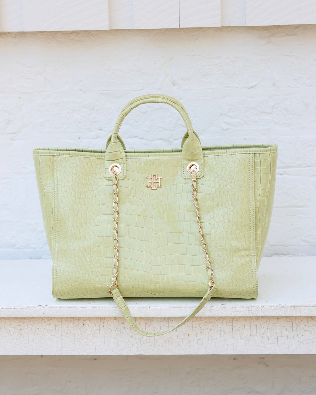 Caroline Hill Missy Tote Lime Patent EC