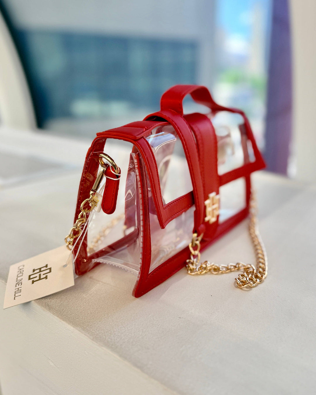 Caroline Hill Red Grace Clear Bag