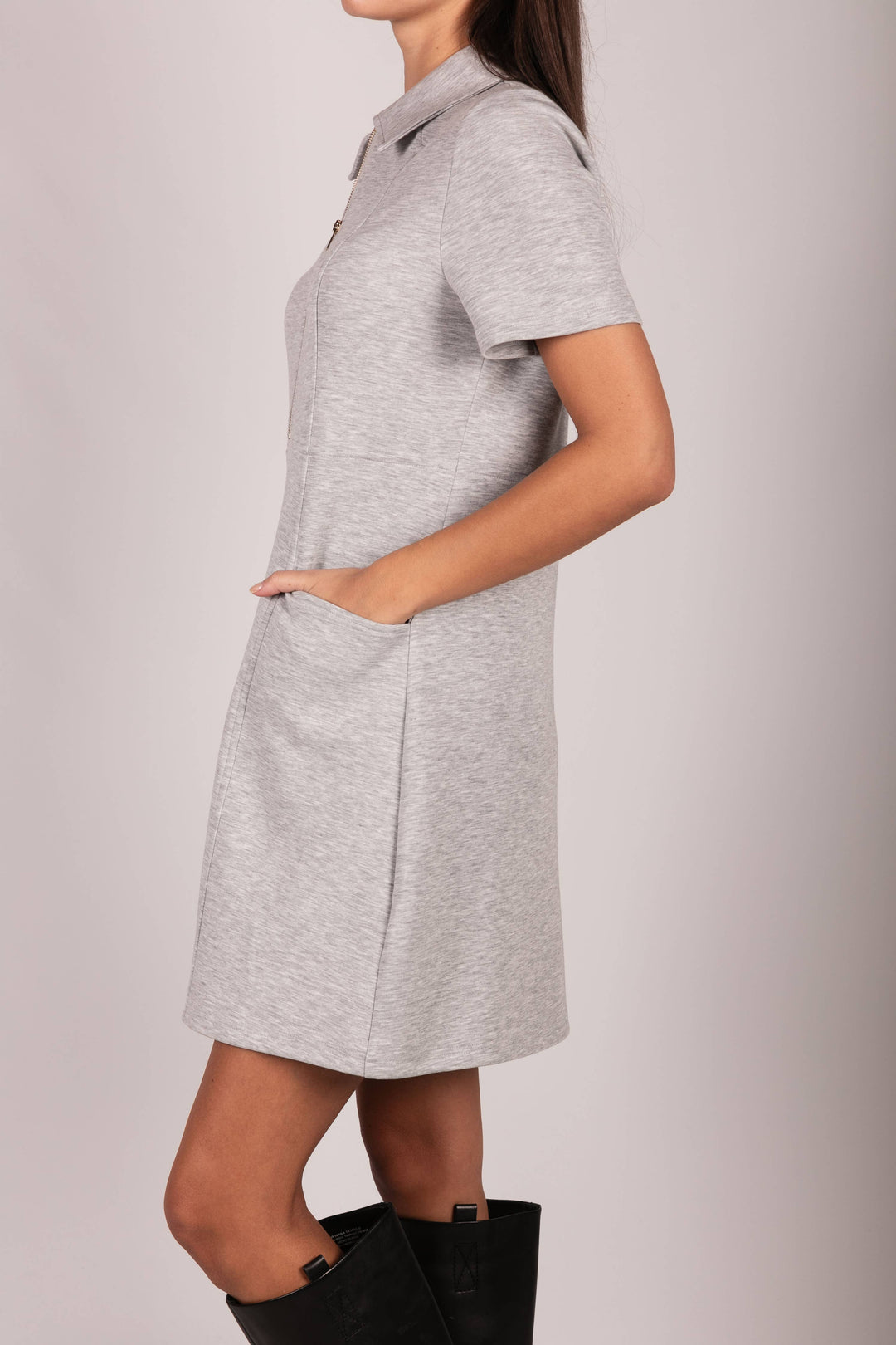 P. CILL Butter Modal Quarter Zip Short Sleeve Dress