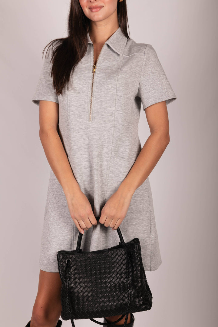 P. CILL Butter Modal Quarter Zip Short Sleeve Dress