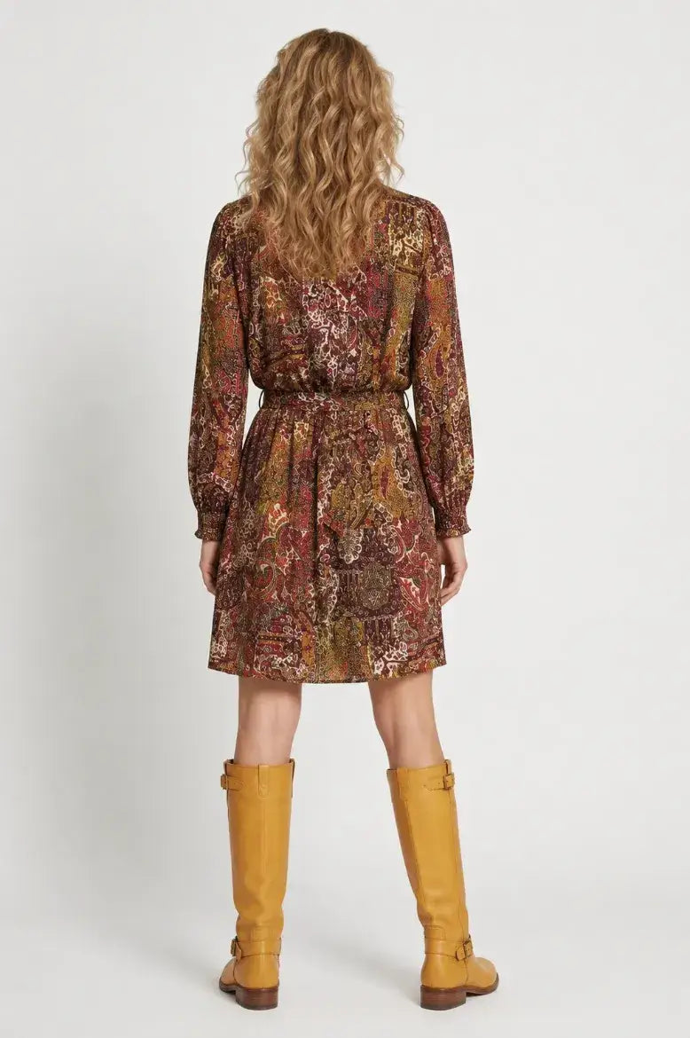 Georgette Ruffle Neck Button Front Dress
