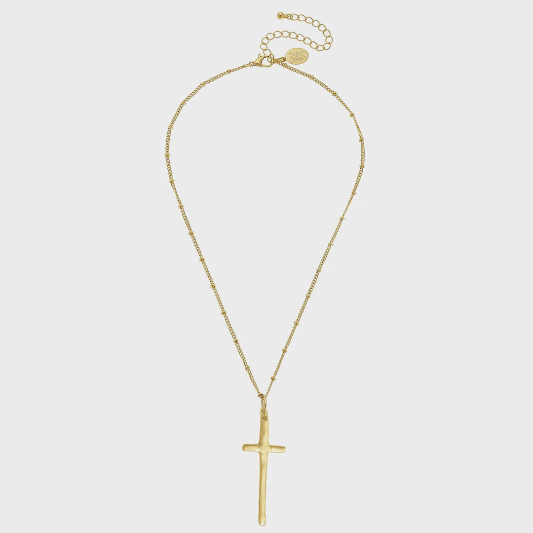 Susan Shaw Dainty Elongated Cross Necklace