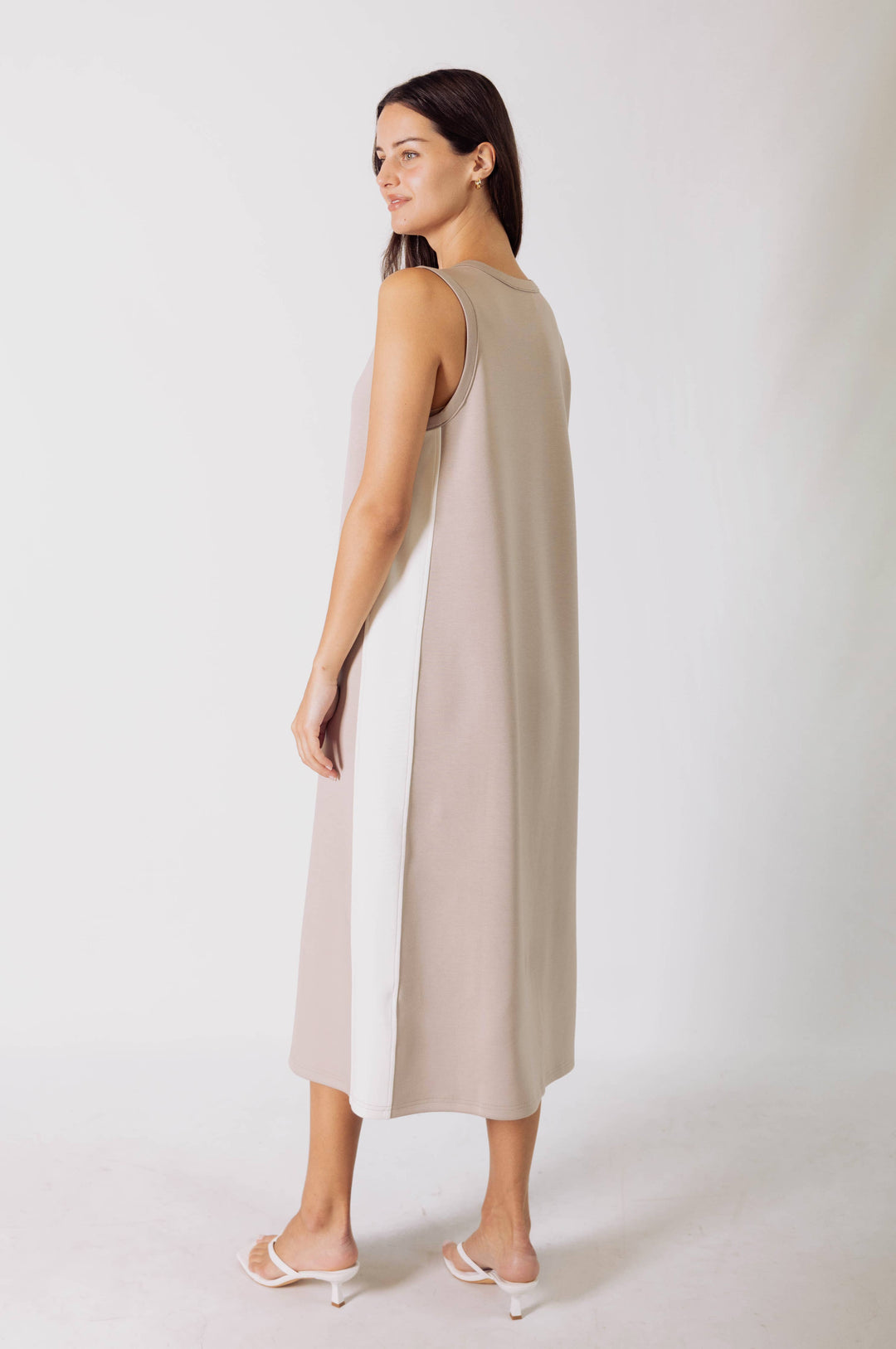 P. CILL Butter Modal Sleeveless Side Stripe Midi Dress
