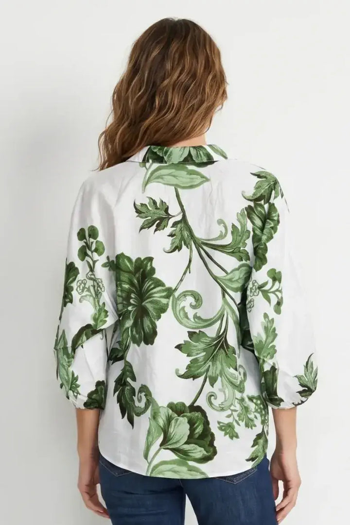 Linique Floral Button Down 3/4 Sleeve Top