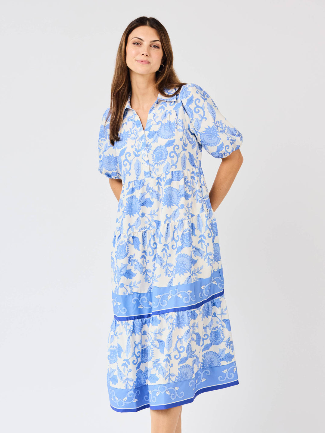 Mary Square Eloise Dress | Porcelain Vines Blue