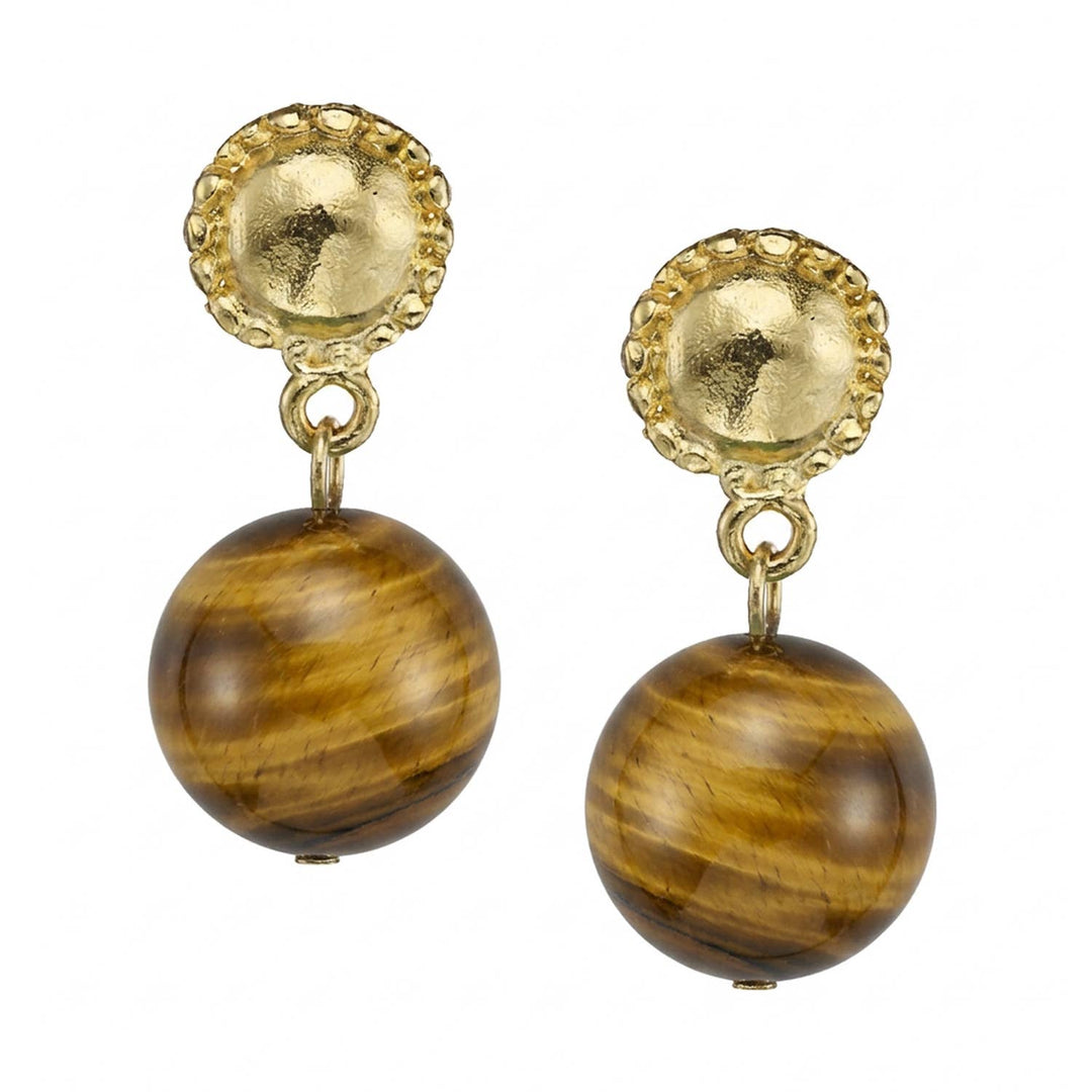 Susan Shaw Tiger's Eye Drop Earrings