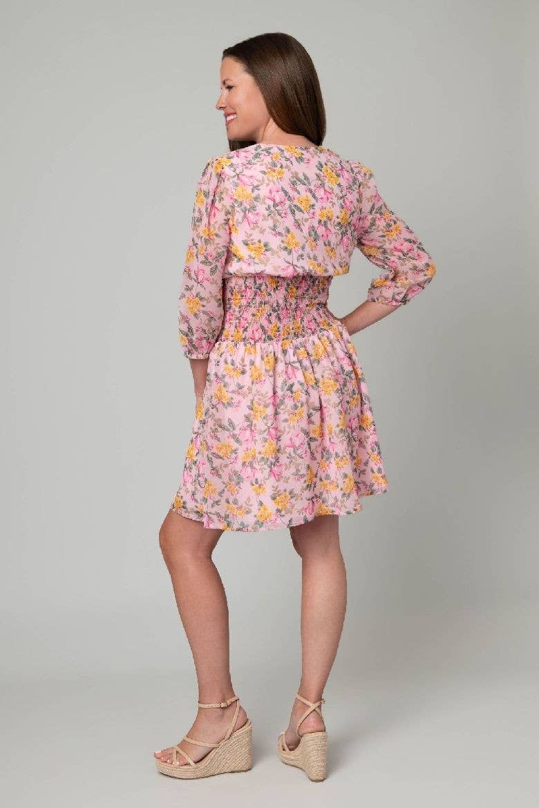 Chiffon Smocked Floral Patterned Dress