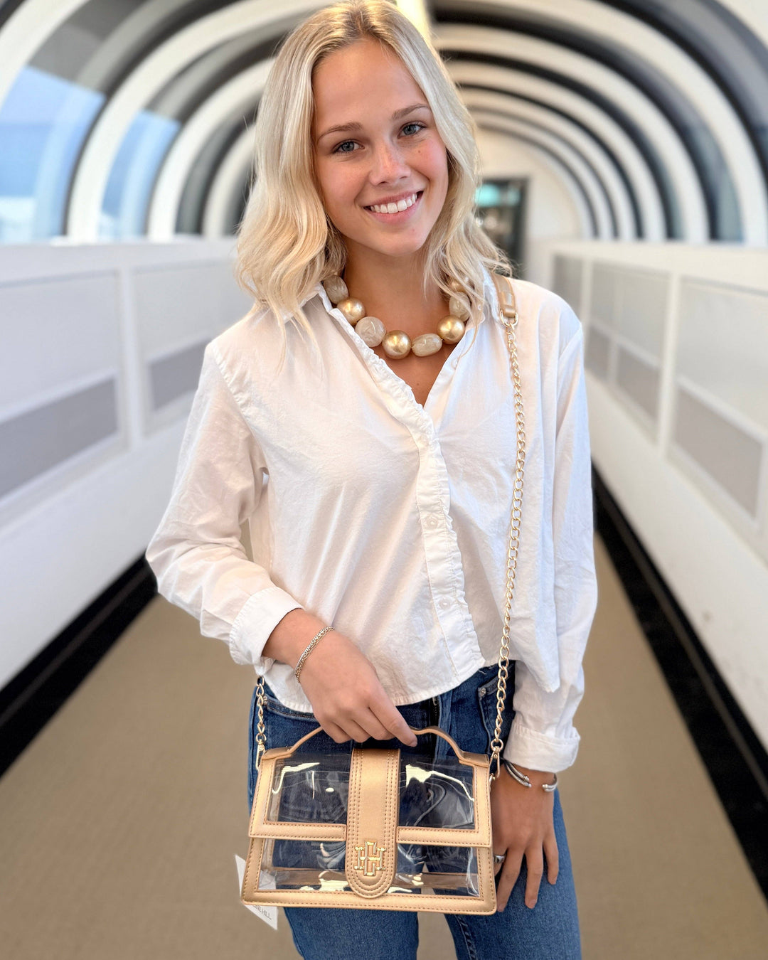 Caroline Hill Grace Clear Bag -Gold