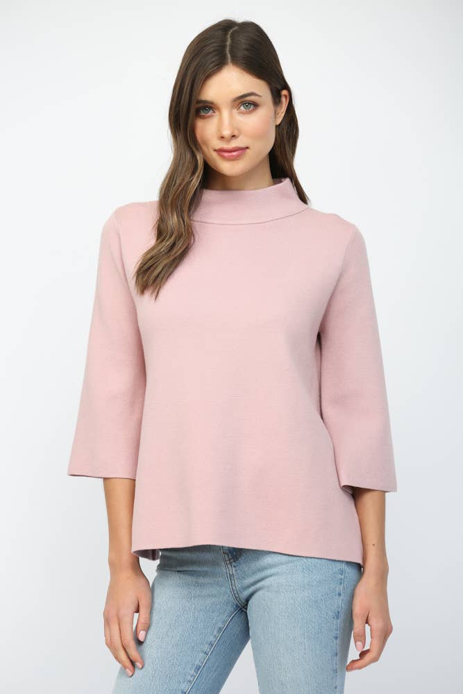 MOCK NECK PULLOVER SWEATER/BELL SLEEVE VA-35