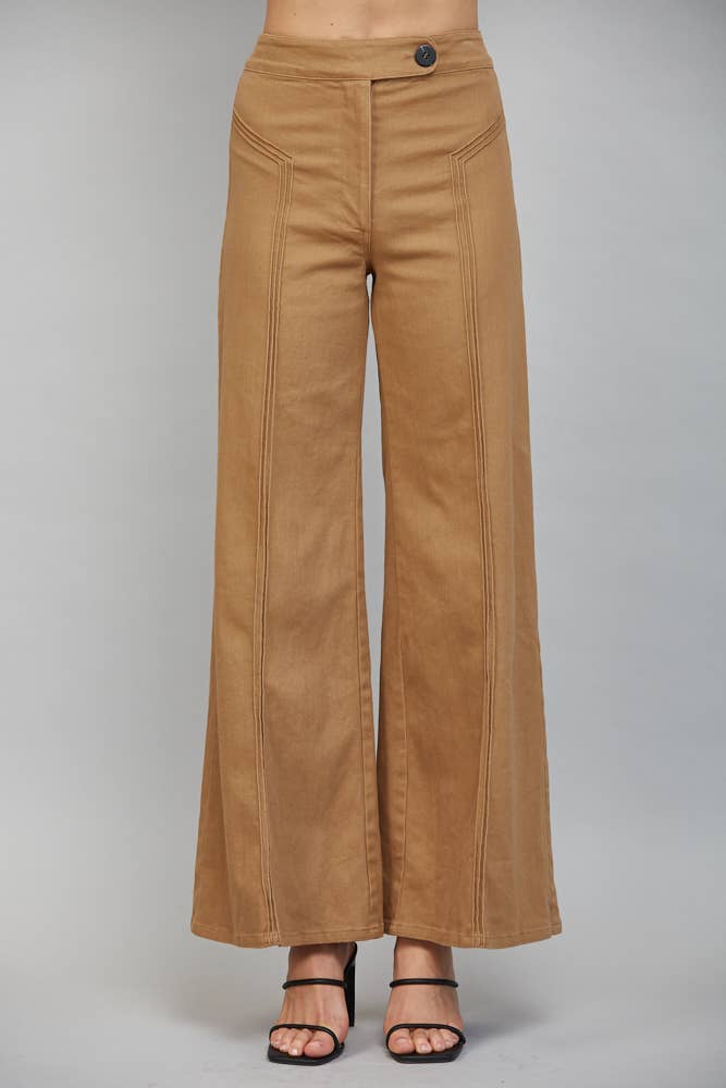 High Waisted Flare Pant with Decorative Seam