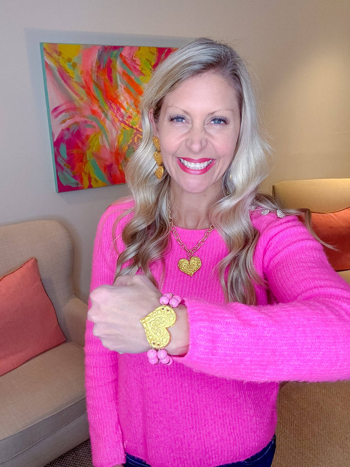 Hidden Truth Bright Pink Double Heart Bracelet