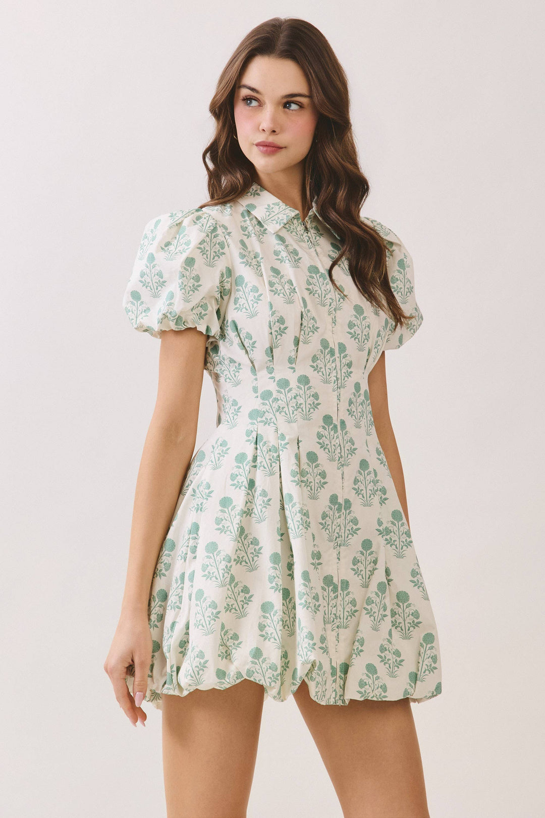 Floral Print Bubble Hem Mini Dress