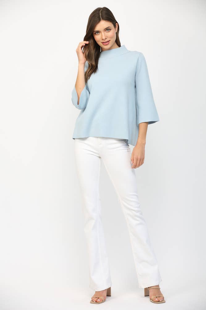 MOCK NECK PULLOVER SWEATER/BELL SLEEVE VA-35
