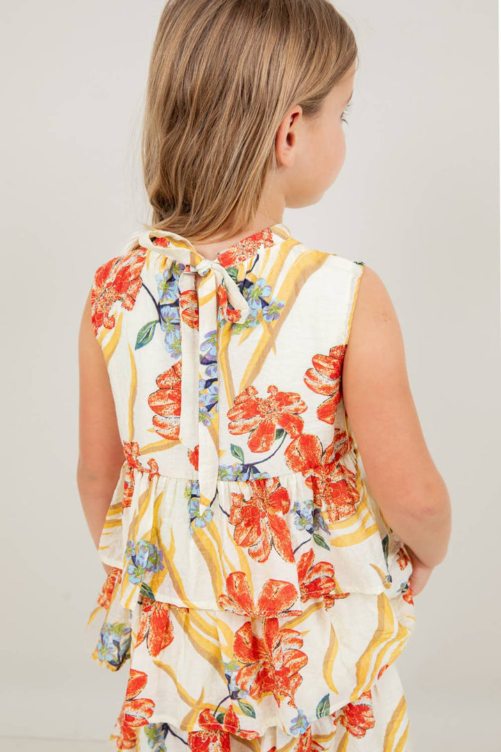 VOY Children’s Floral Print Ruffled Tiered Dress