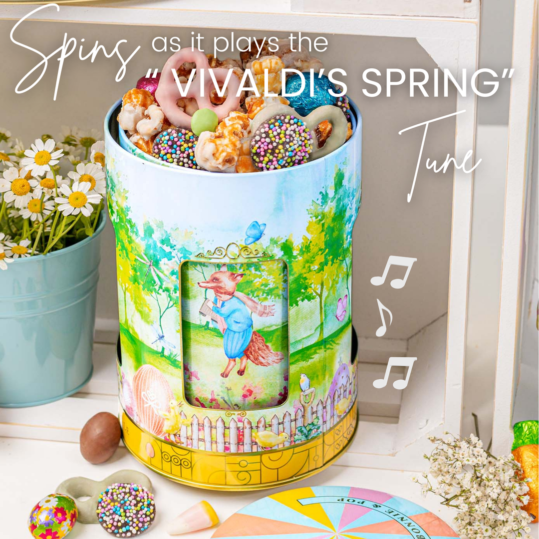 Bonnie & Pop Musical Easter Carousel Gift Tin with Spring Candy Assortment