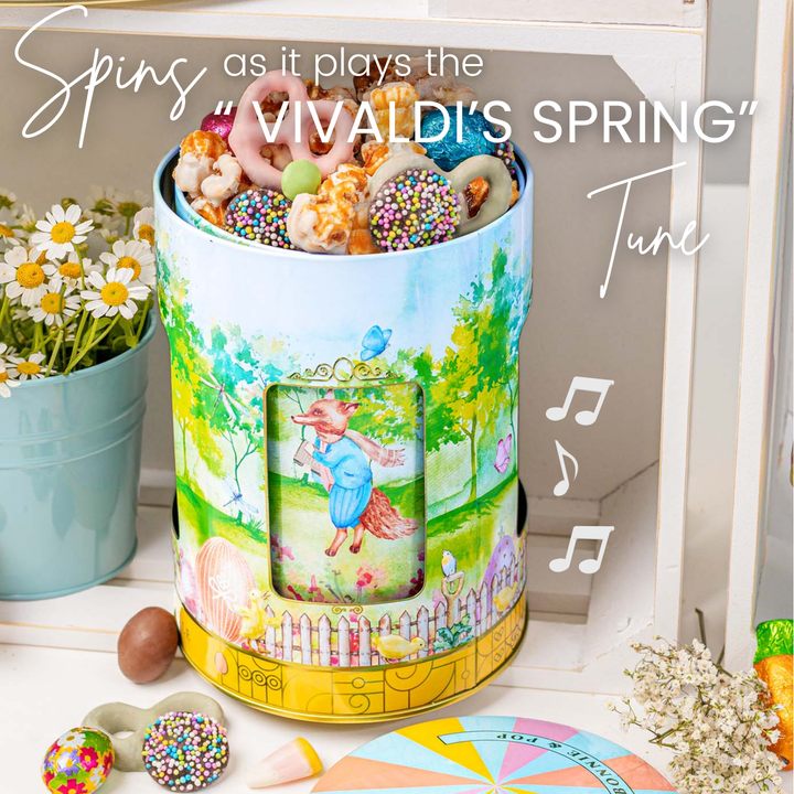 Bonnie & Pop Musical Easter Carousel Gift Tin with Spring Candy Assortment