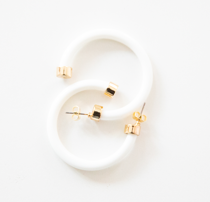 Lightweight Hypoallergenic Medium Acrylic Hoop Earrings - White